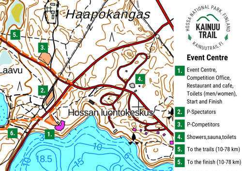 Kainuu Trail kilpailukeskus kartta